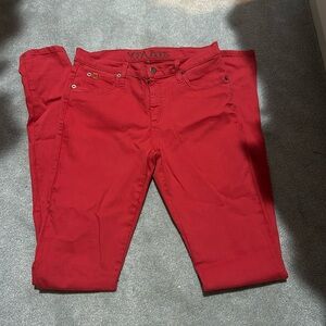 Stretchy Yoga Jeans brand coral colored jeans. Size 28 waist, inseam 37